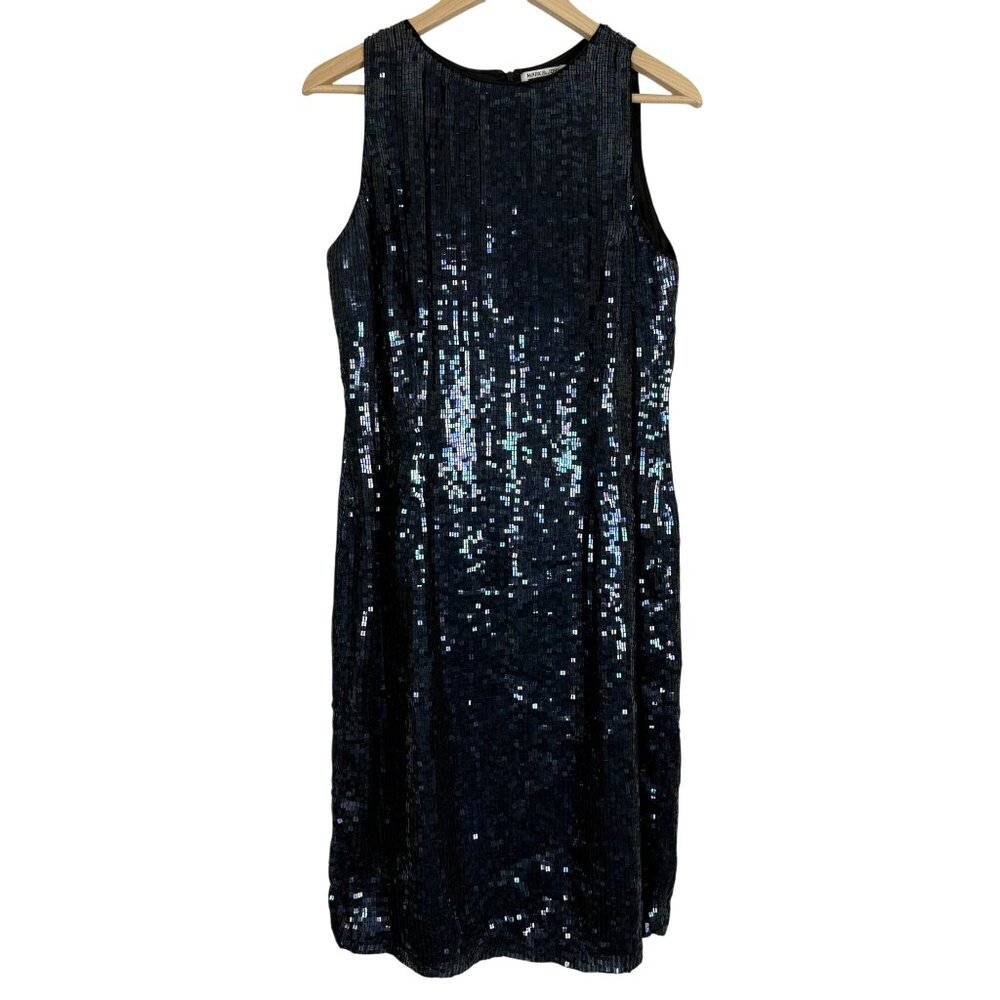 Mark & John by Gopal Vtg Sequin Silk Sheath Dress 12 Party Cocktail Iridescent
